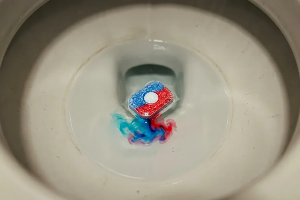 Wrzuciłeś tabletkę do zmywarki do toalety na całą noc? Możesz gorzko pożałować tego "triku"